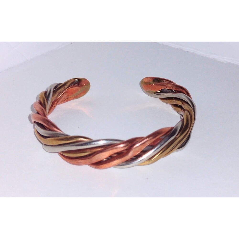 Copper Silver Brass Wire Chunky Cuff Bracelet